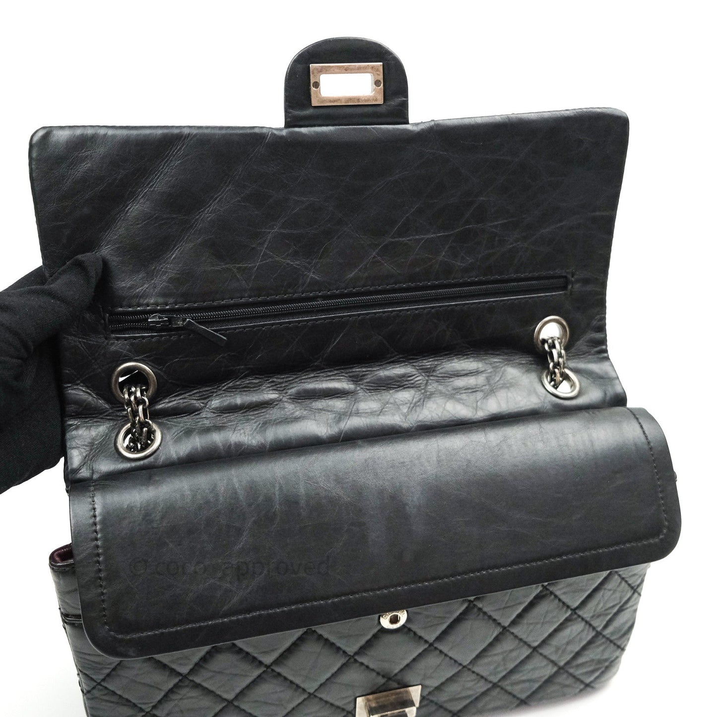 Chanel Reissue Quilted Aged Calfskin Black Ruthenium Hardware 226