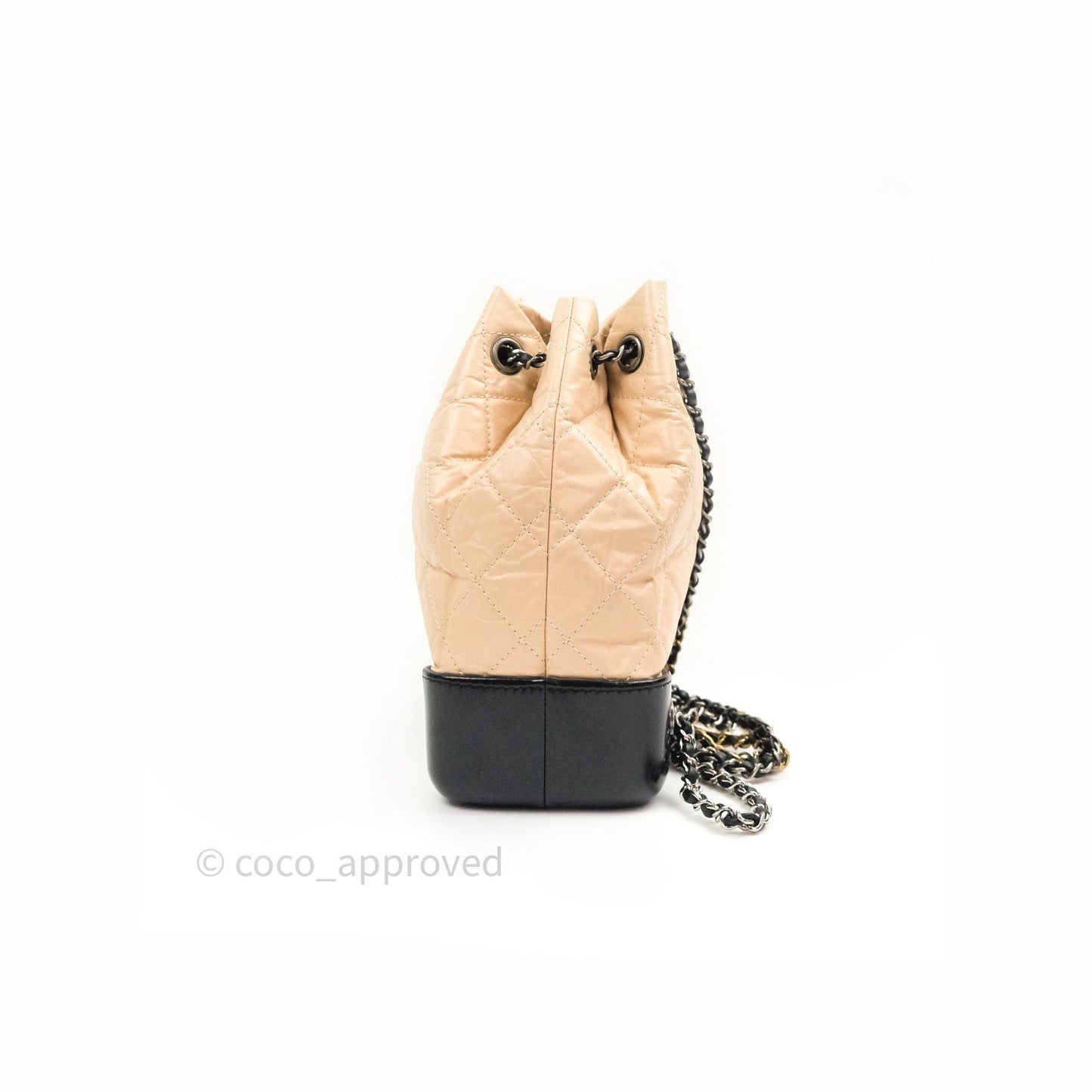 Chanel Gabrielle Backpack Black Aged Calfskin Small Beige Black