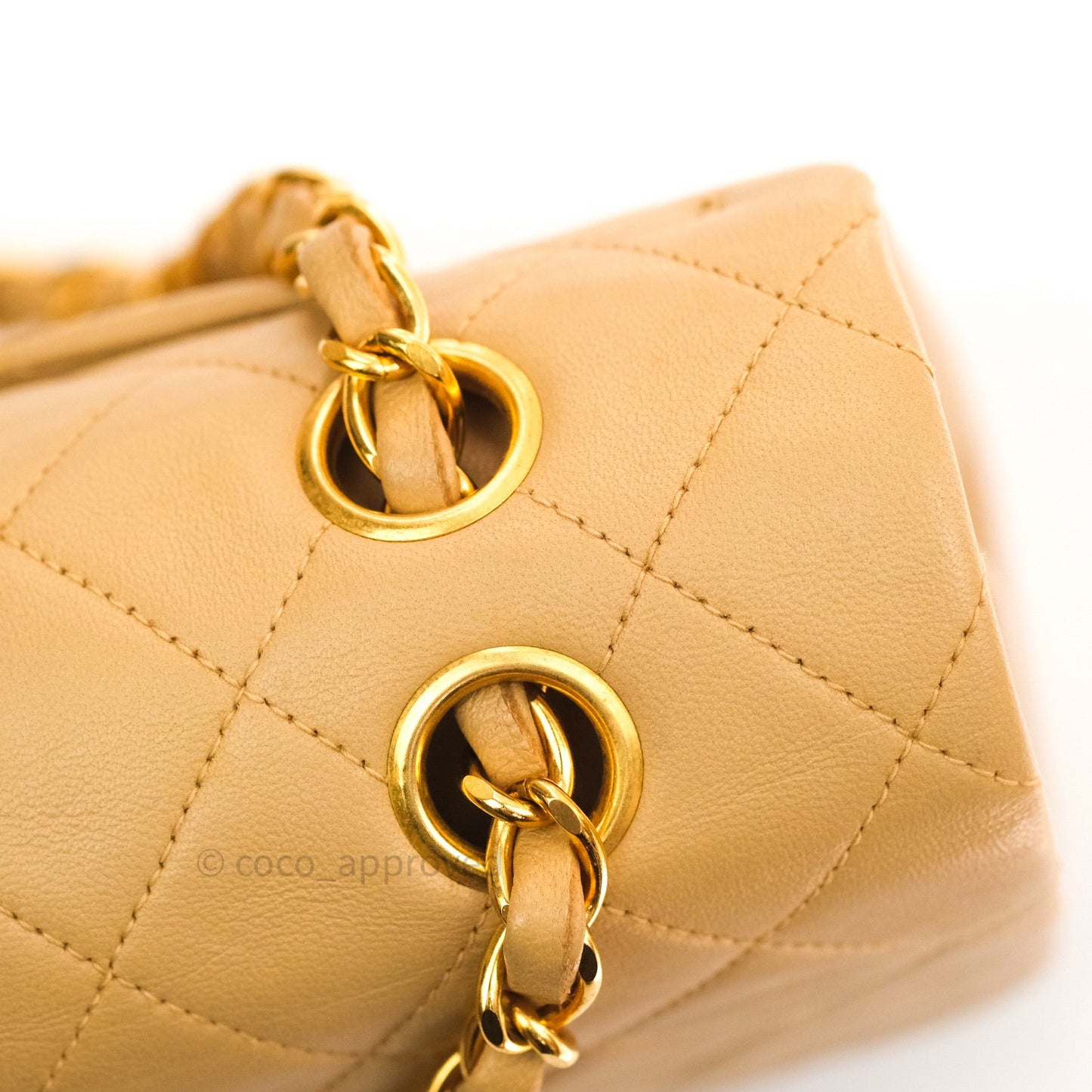 Chanel Vintage M/L Medium Double Flap Bag Beige Lambskin 24K Gold Hardware