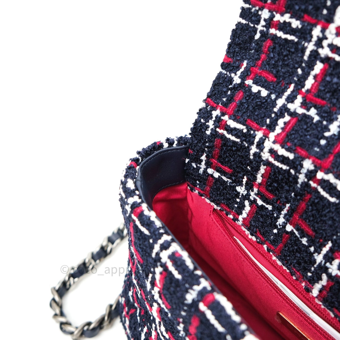 Chanel 19 Small Tweed Red Navy Mixed Hardware