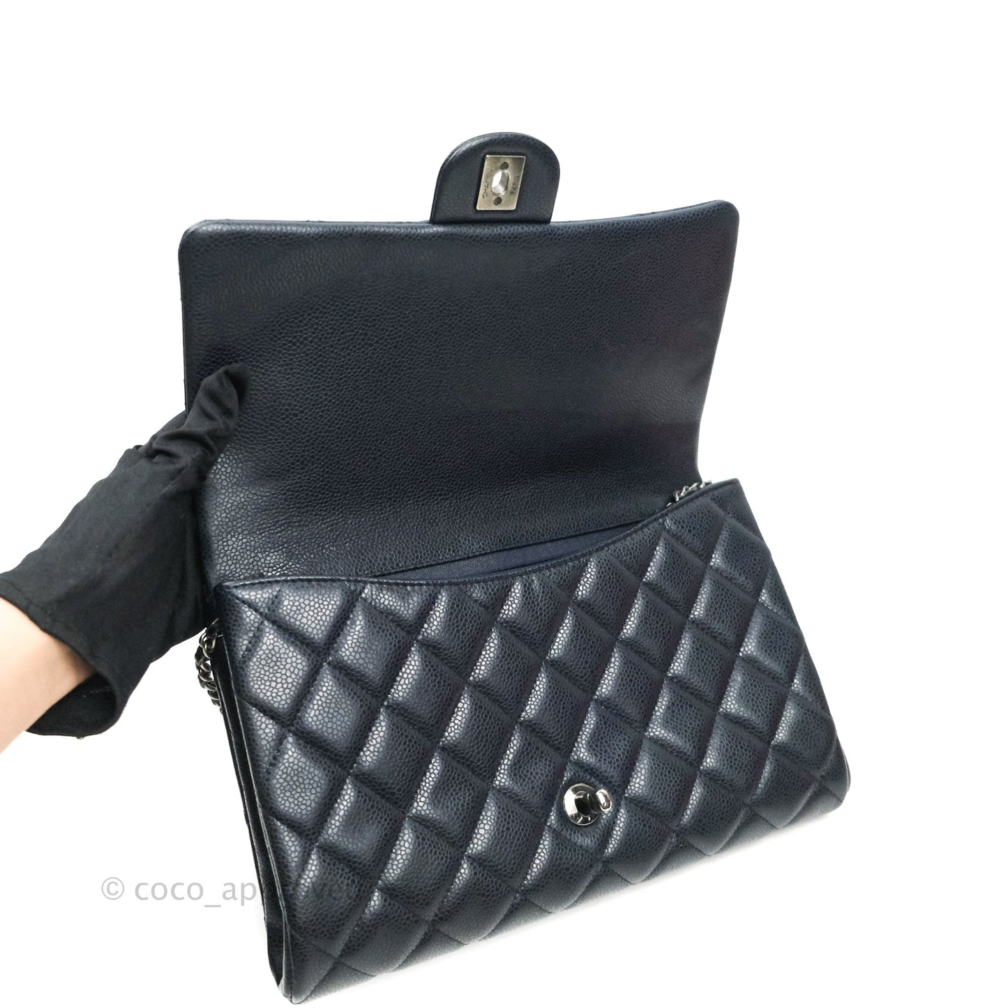 Chanel Quilted Clutch with Chain Dark Navy Ruthenium Hardware