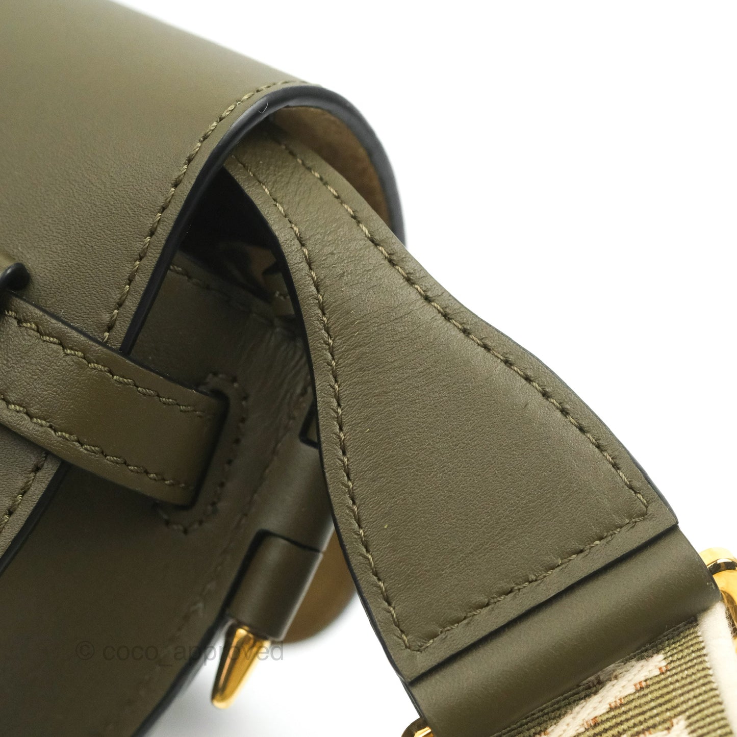 Loewe Mini Gate Bag in Soft Calfskin & Jacquard Strap Autumn Green