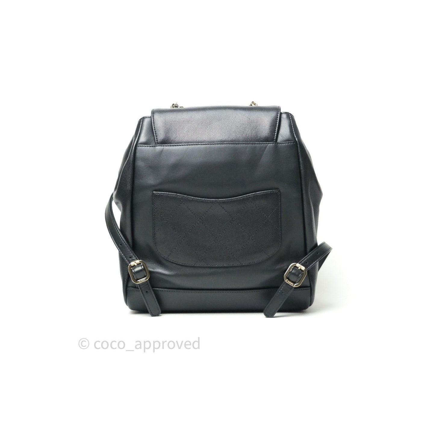 Chanel Quilted Business Affinity Backpack Black Caviar Light Gold Hardware
