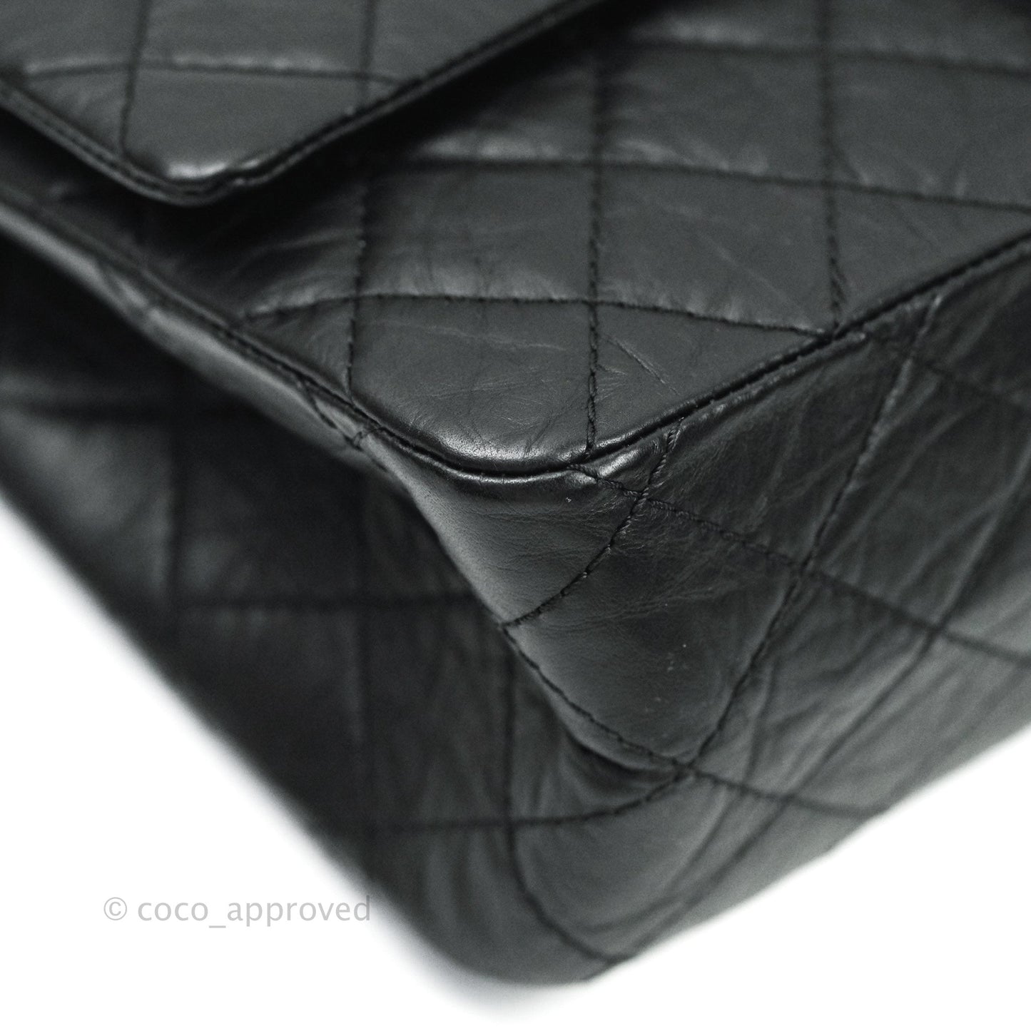 Chanel 2.55 Quilted Reissue 226 Black Aged Calfskin Ruthenium Hardware