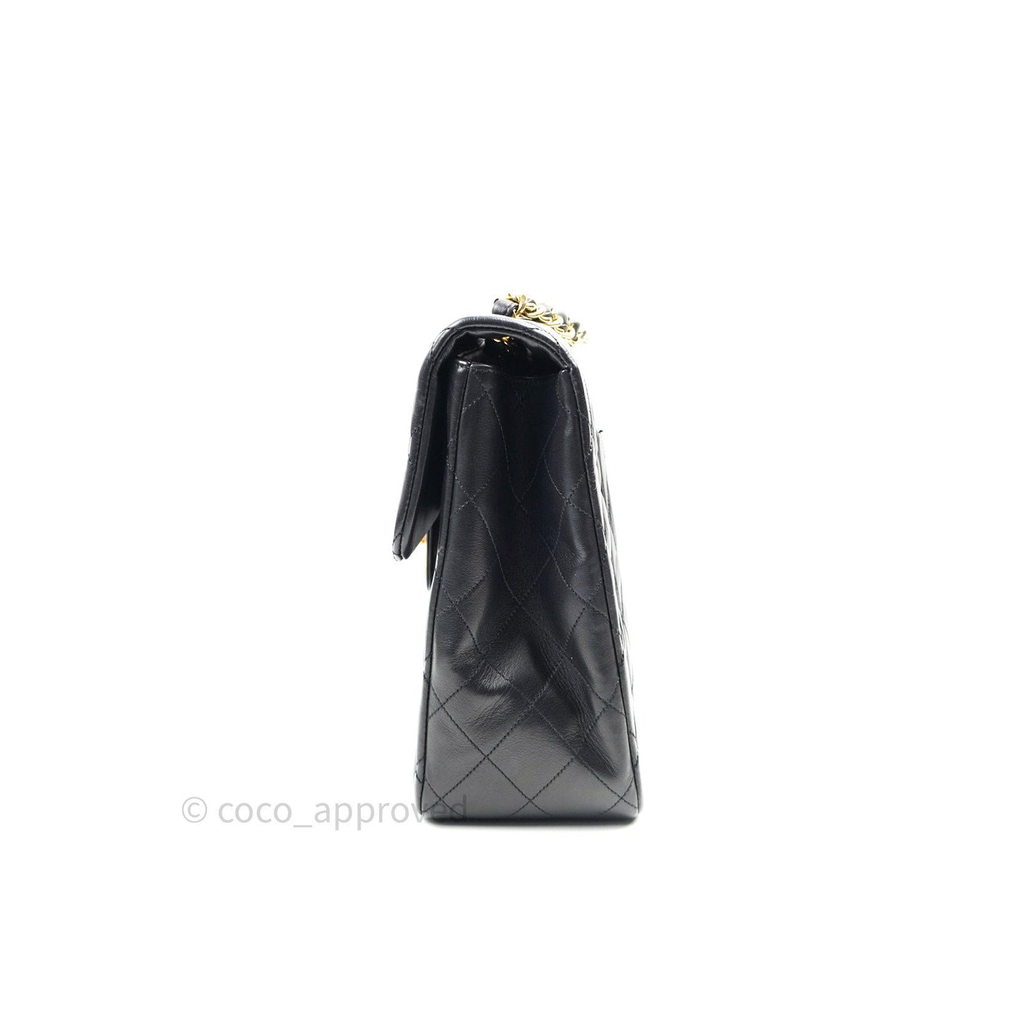 Chanel Vintage XL Jumbo Single Flap Black Lambskin 24K Gold Hardware