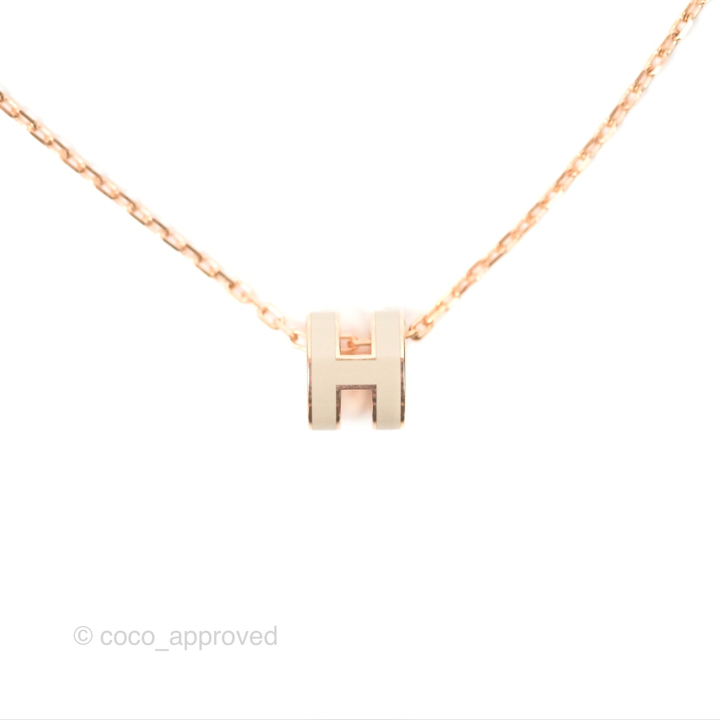 Hermès Mini Pop H Pendant Necklace Marron Glace Rose Gold Hardware