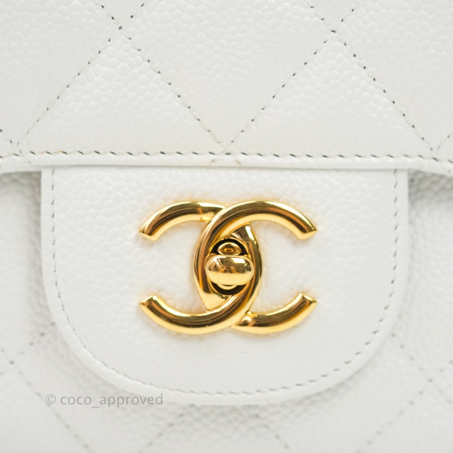 Chanel Jumbo Single Flap White Caviar Gold Hardware⁣⁣