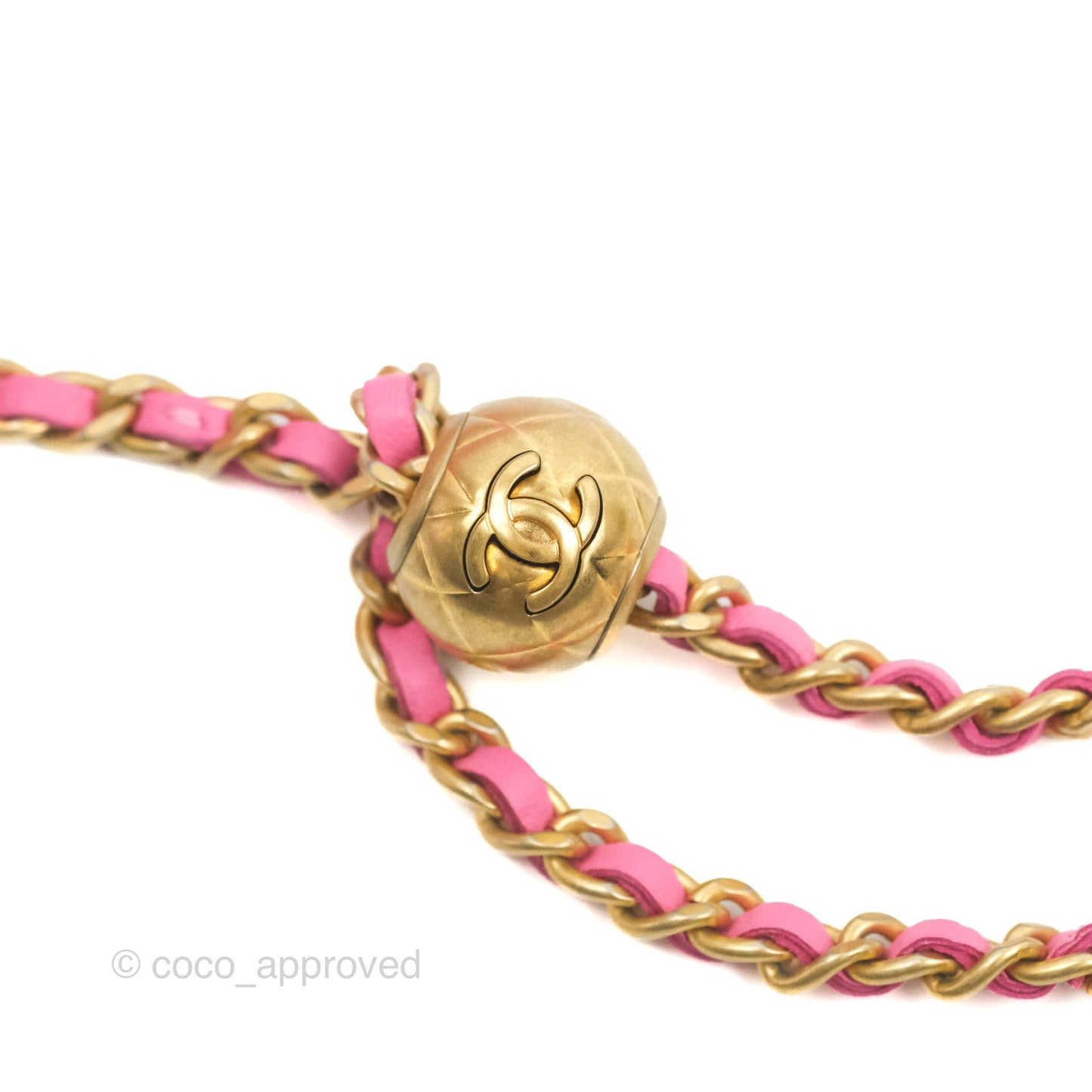 Chanel Quilted Pearl Crush Wallet on Chain WOC Pink Lambskin Aged Gold Hardware