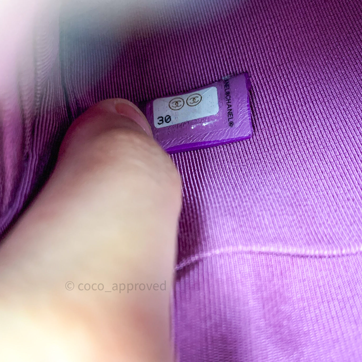 Chanel Quilted Small O Case Purple Lambskin Silver Hardware