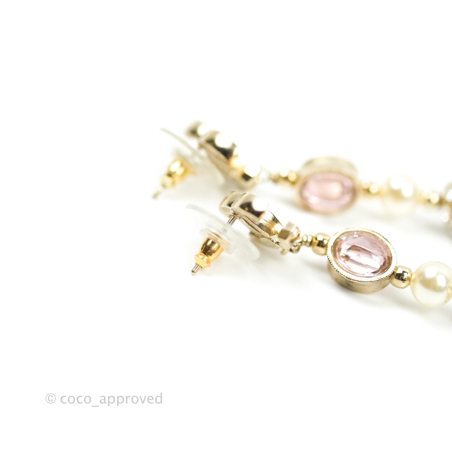 Chanel Crystal Gold Tone Drop Earrings 16P