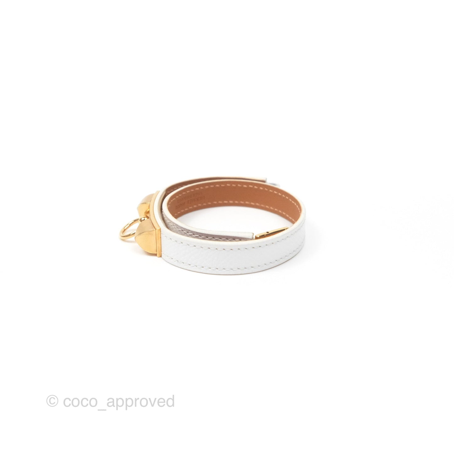 Hermès Rivale Double Tour Bracelet White Epsom Gold Hardware