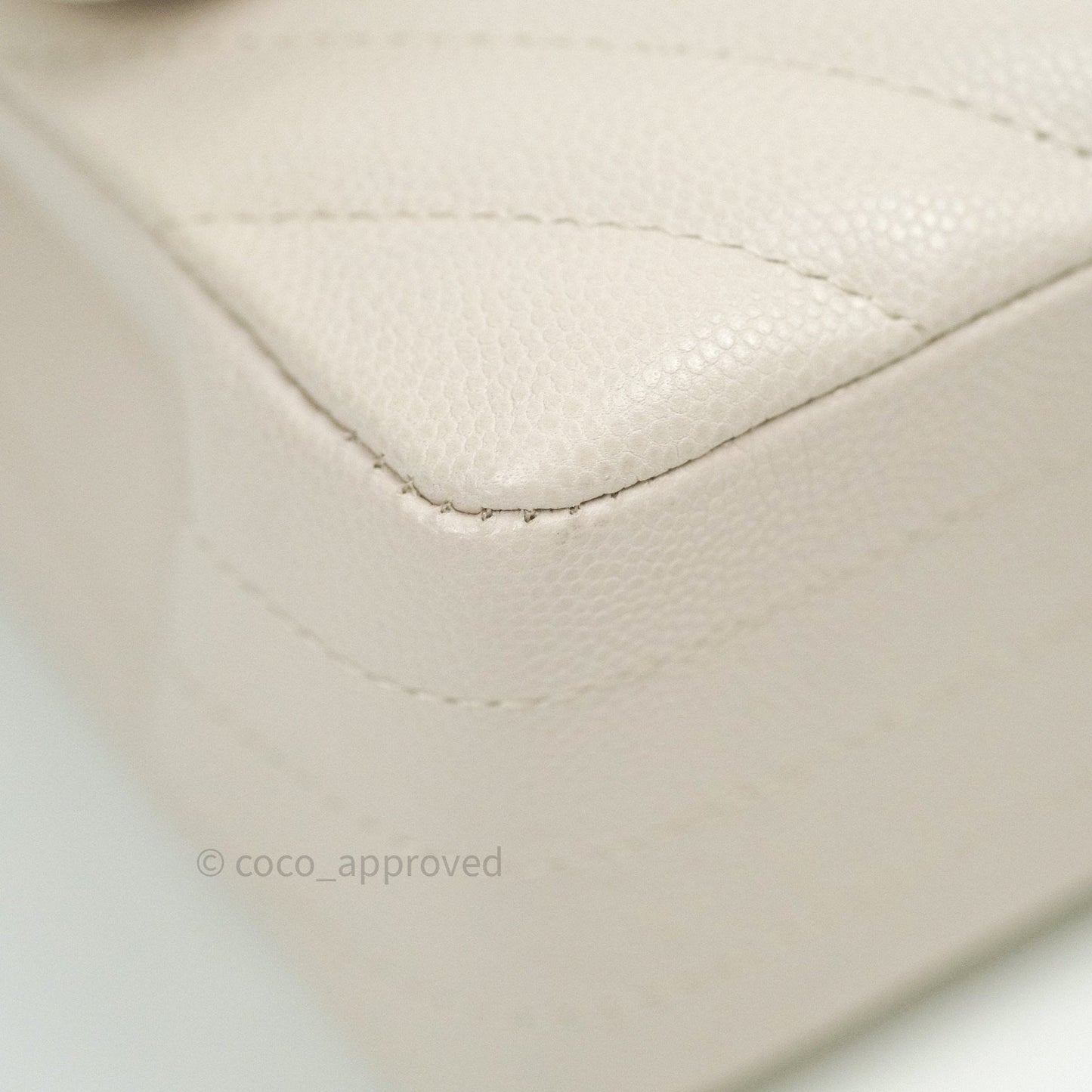 Chanel Classic M/L Medium Double Flap Chevron Ivory Caviar Gold Hardware