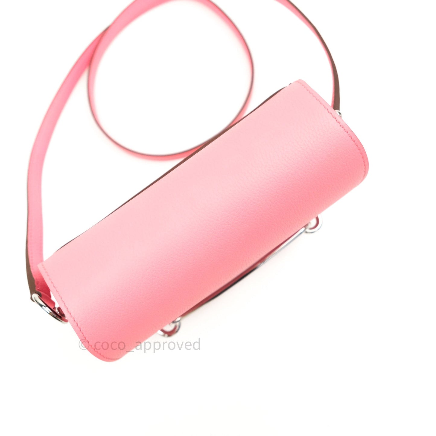 Hermès Roulis Mini 18 Rose Azalee Evercolor Palladium Hardware