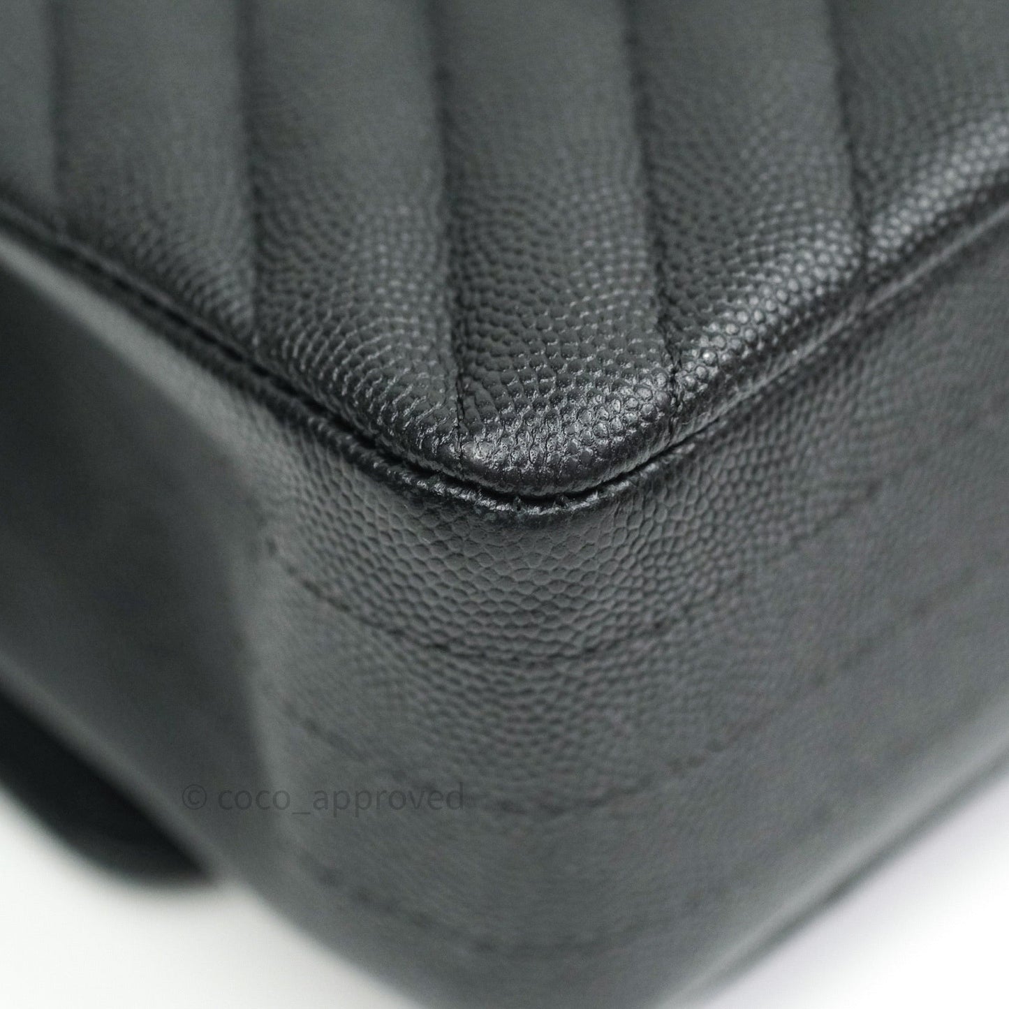 Chanel Classic M/L Chevron Black Caviar Silver Hardware