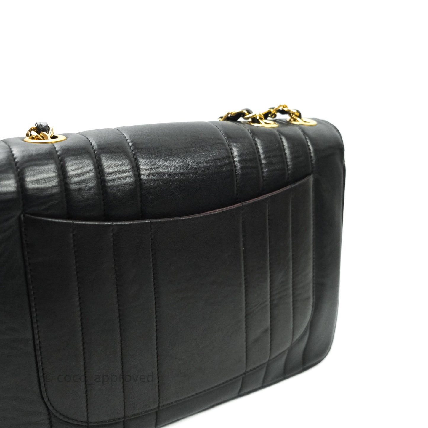 Chanel Vintage CC Chain Flap Bag Vertical Quilt Lambskin Maxi Gold Hardware