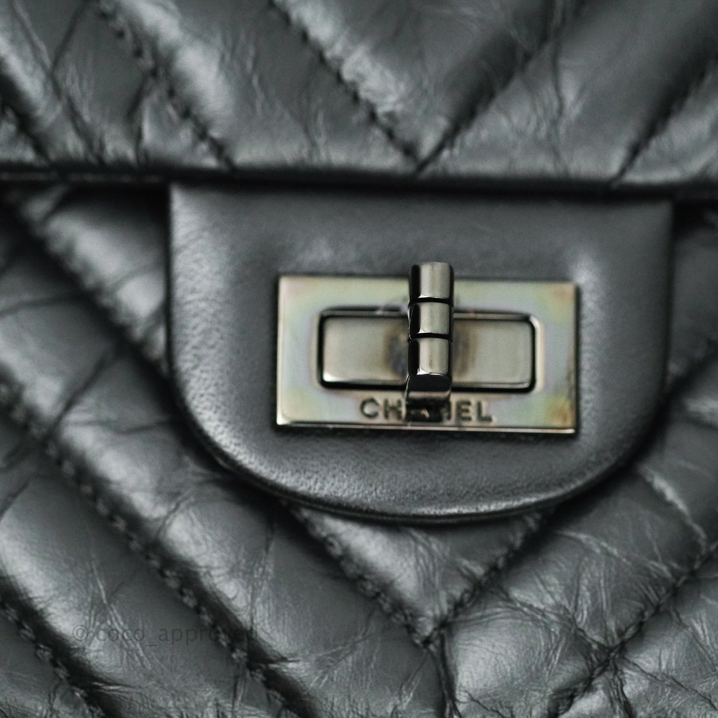 Chanel Reissue Chevron Aged Calfskin So Black Hardware 226