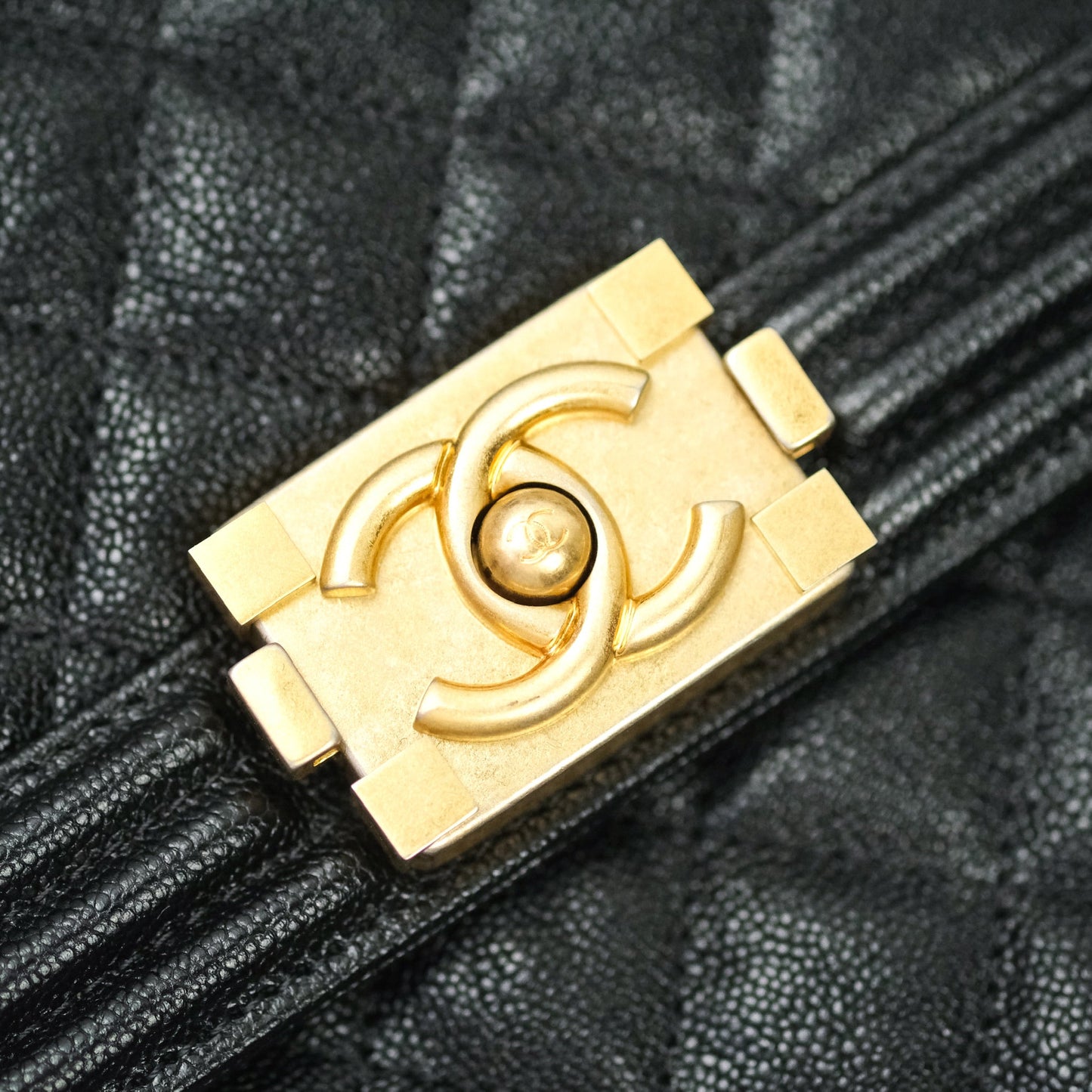Chanel Quilted North South Boy Flap Black Caviar Gold Hardware