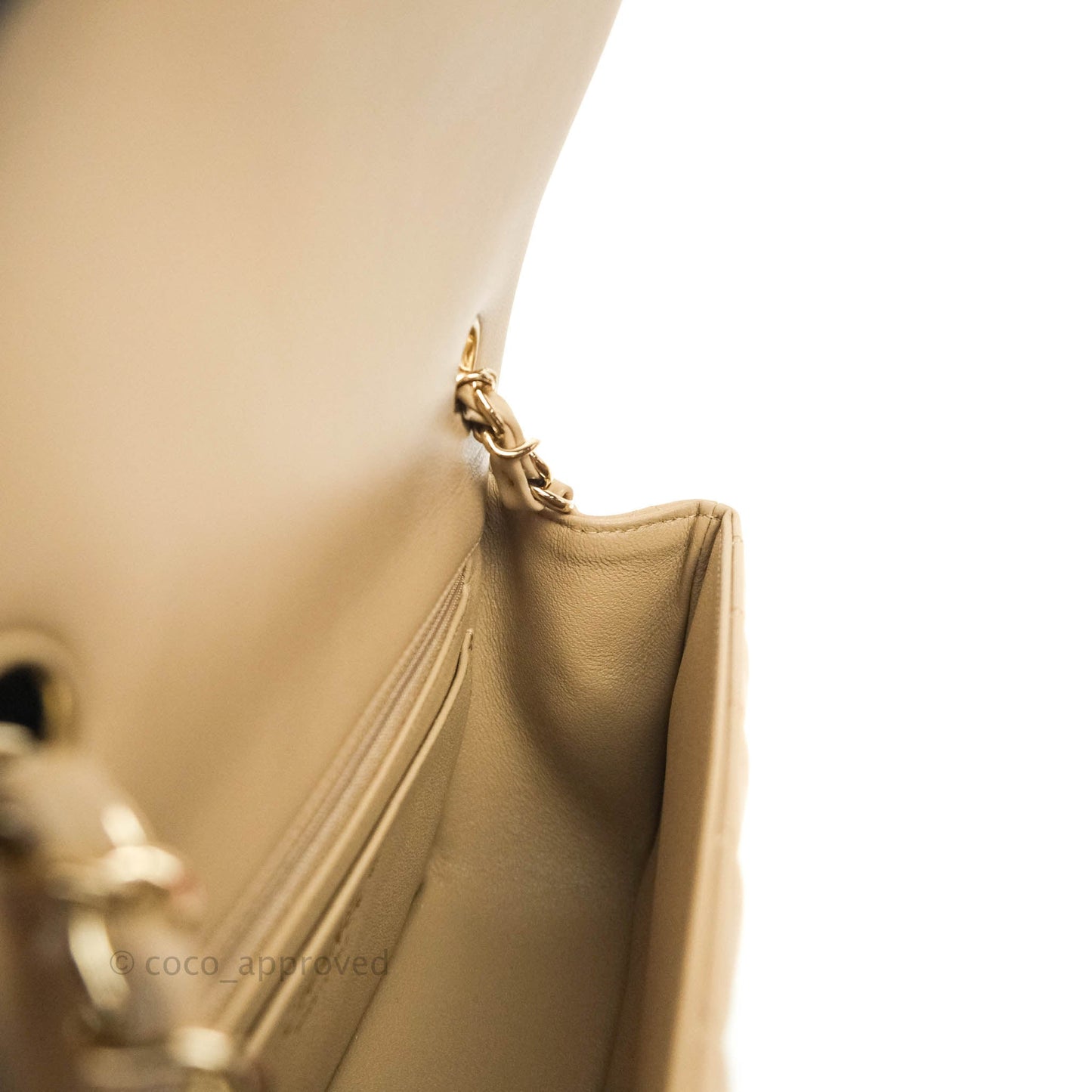 Chanel Quilted Mini Rectangular Lambskin Beige Gold Hardware