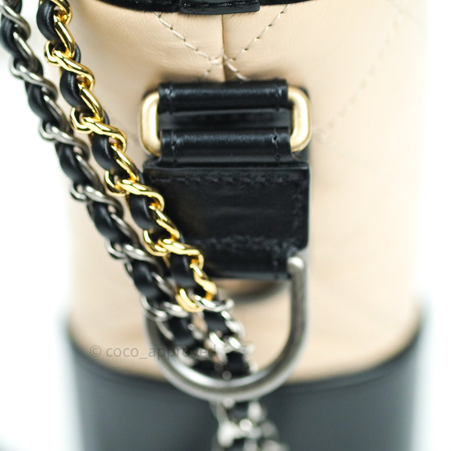 Chanel New Medium Gabrielle Beige Black Aged Calfskin