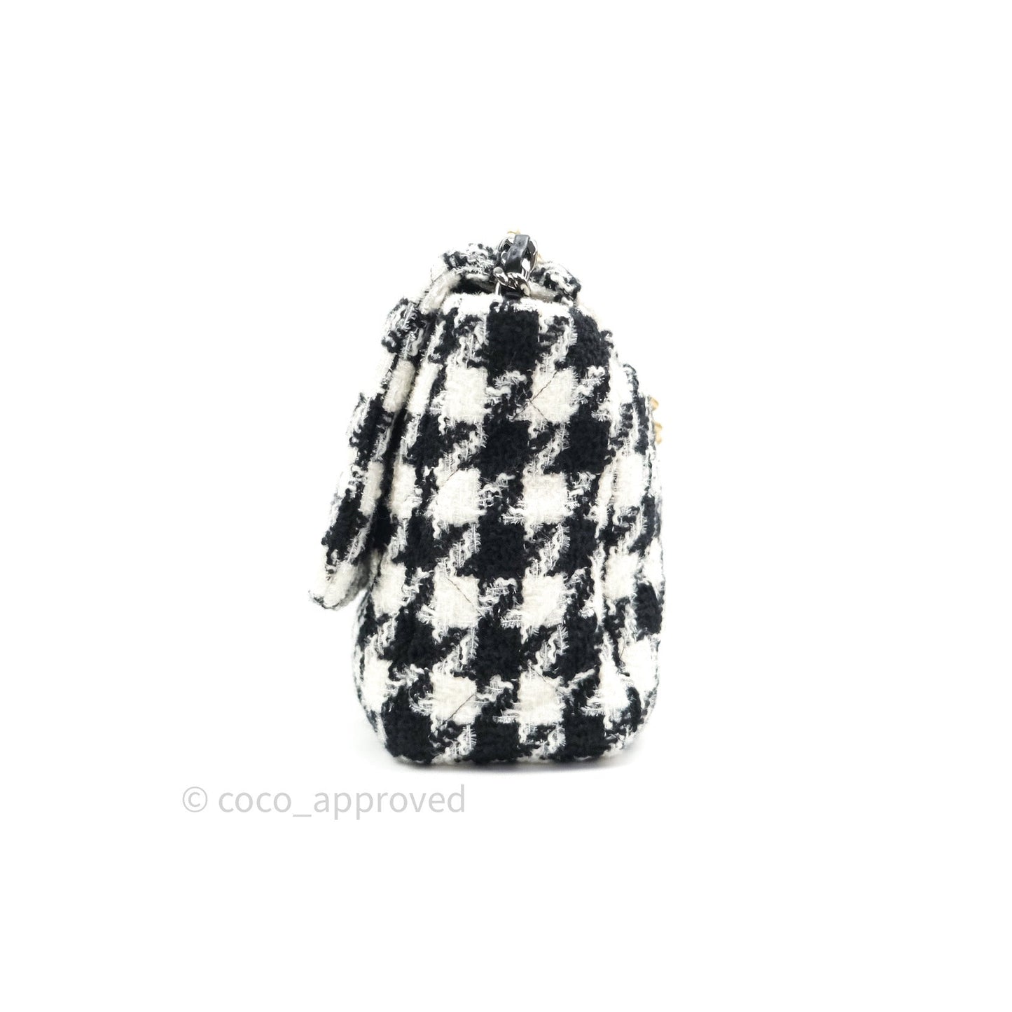 Chanel 19 Maxi Tweed White Black Houndstooth Mixed Hardware 19K