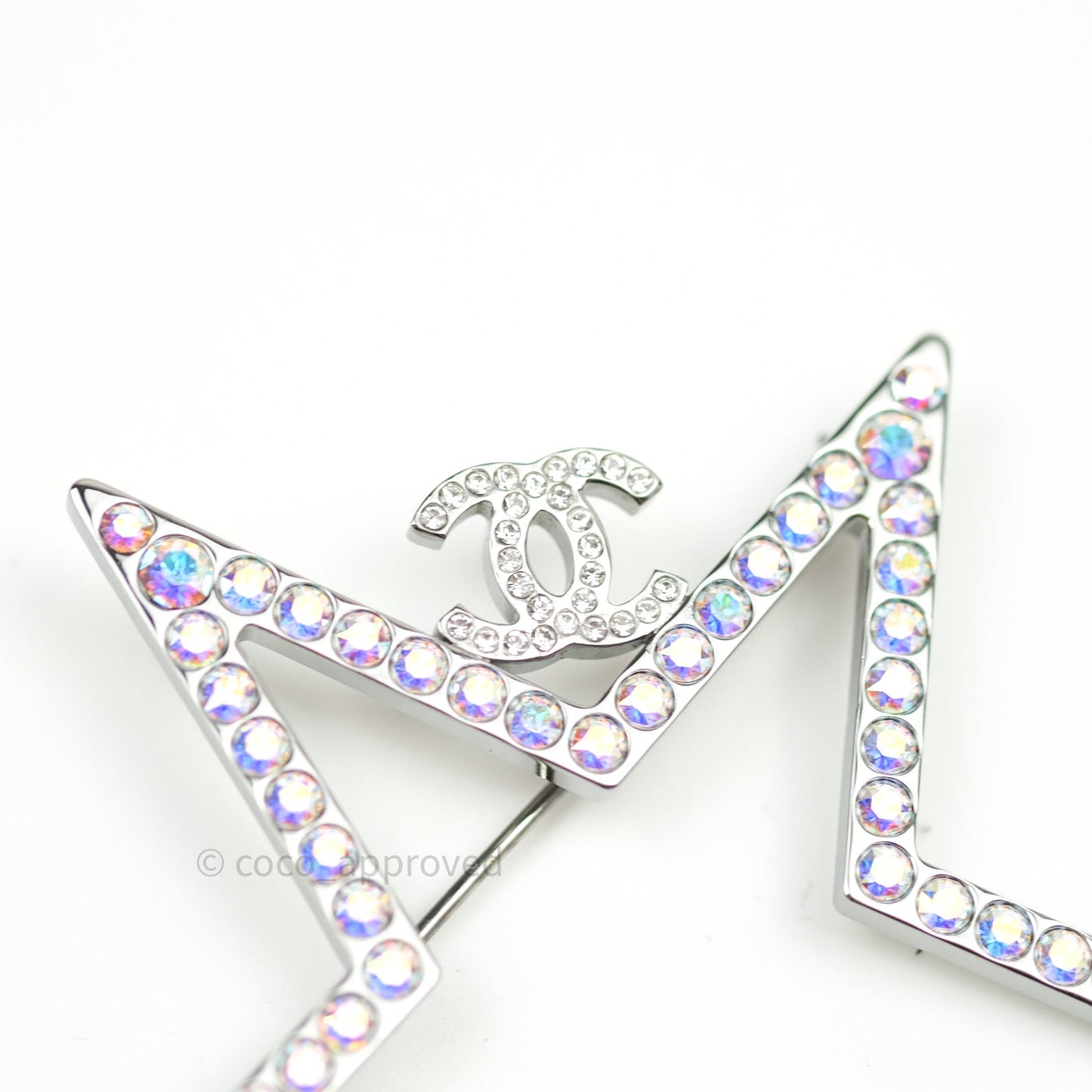 Chanel Ruthenium Crystal Star CC Brooch