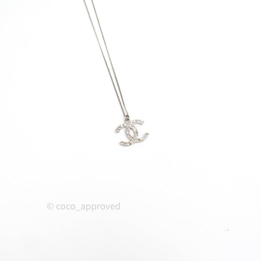 Chanel CC Necklace Silver Crystal