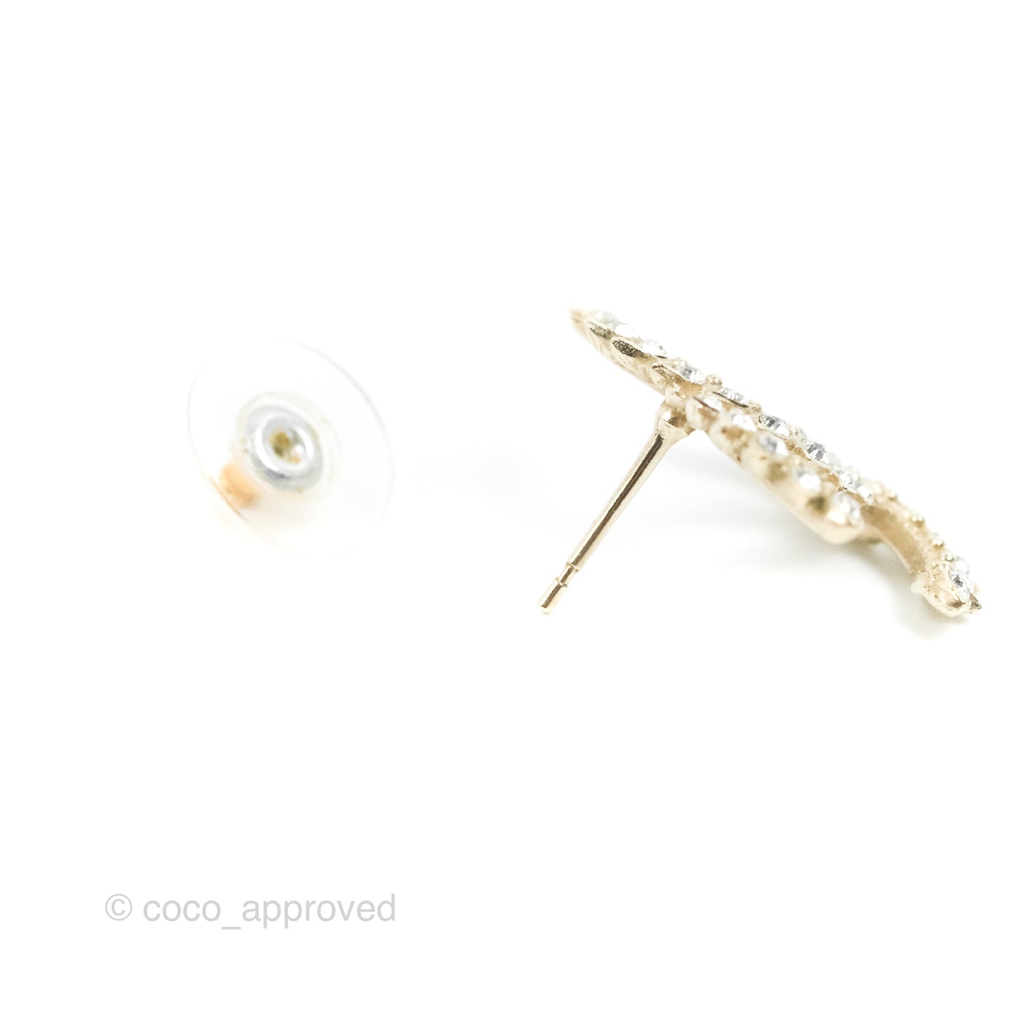 Chanel Large CC Crystal Earrings Gold Tone 20A
