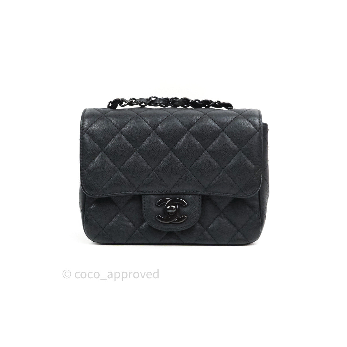 Chanel Quilted Mini Square Flap So Black Crumpled Calfskin