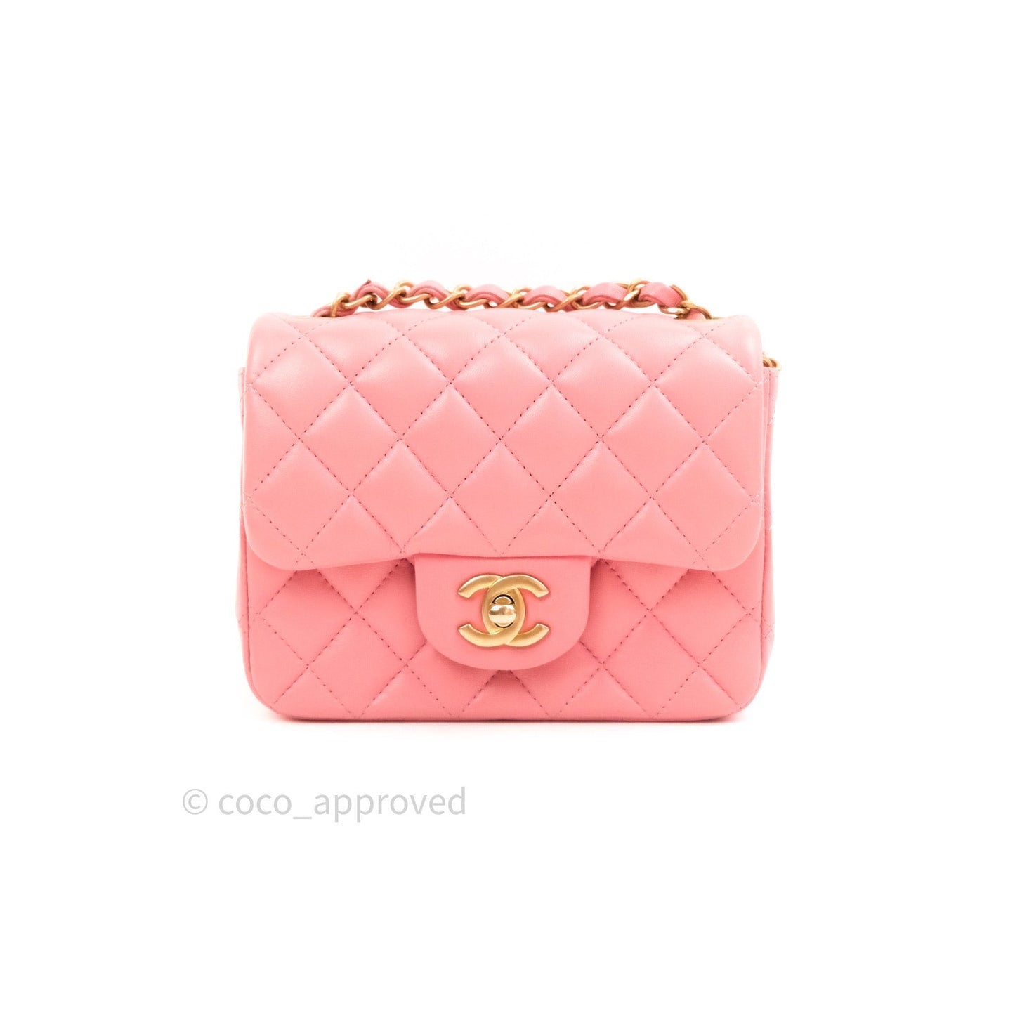 Chanel Mini Square Pink Lambskin Gold Hardware
