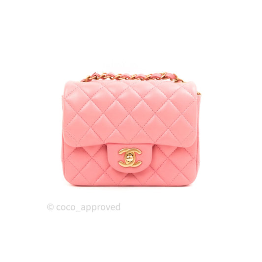 Chanel Mini Square Pink Lambskin Gold Hardware