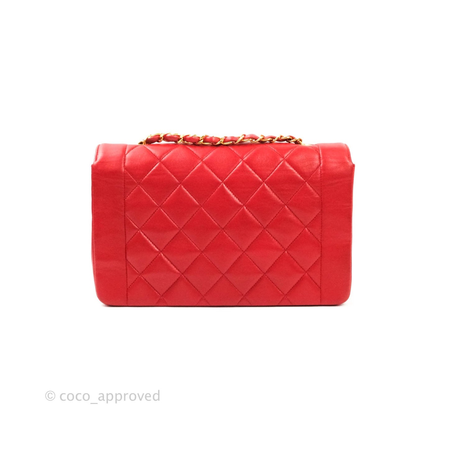 Chanel Red Quilted Lambskin Medium Vintage Classic Diana Flap Bag