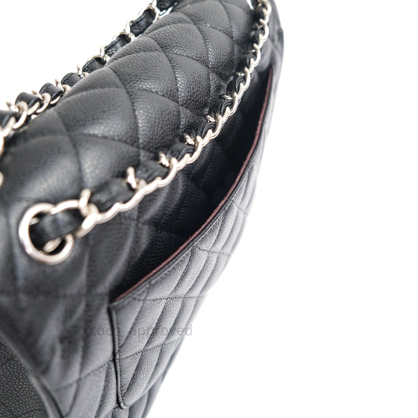 Chanel Classic Jumbo Double Flap Black Quilted Caviar Silver Hardware⁣⁣