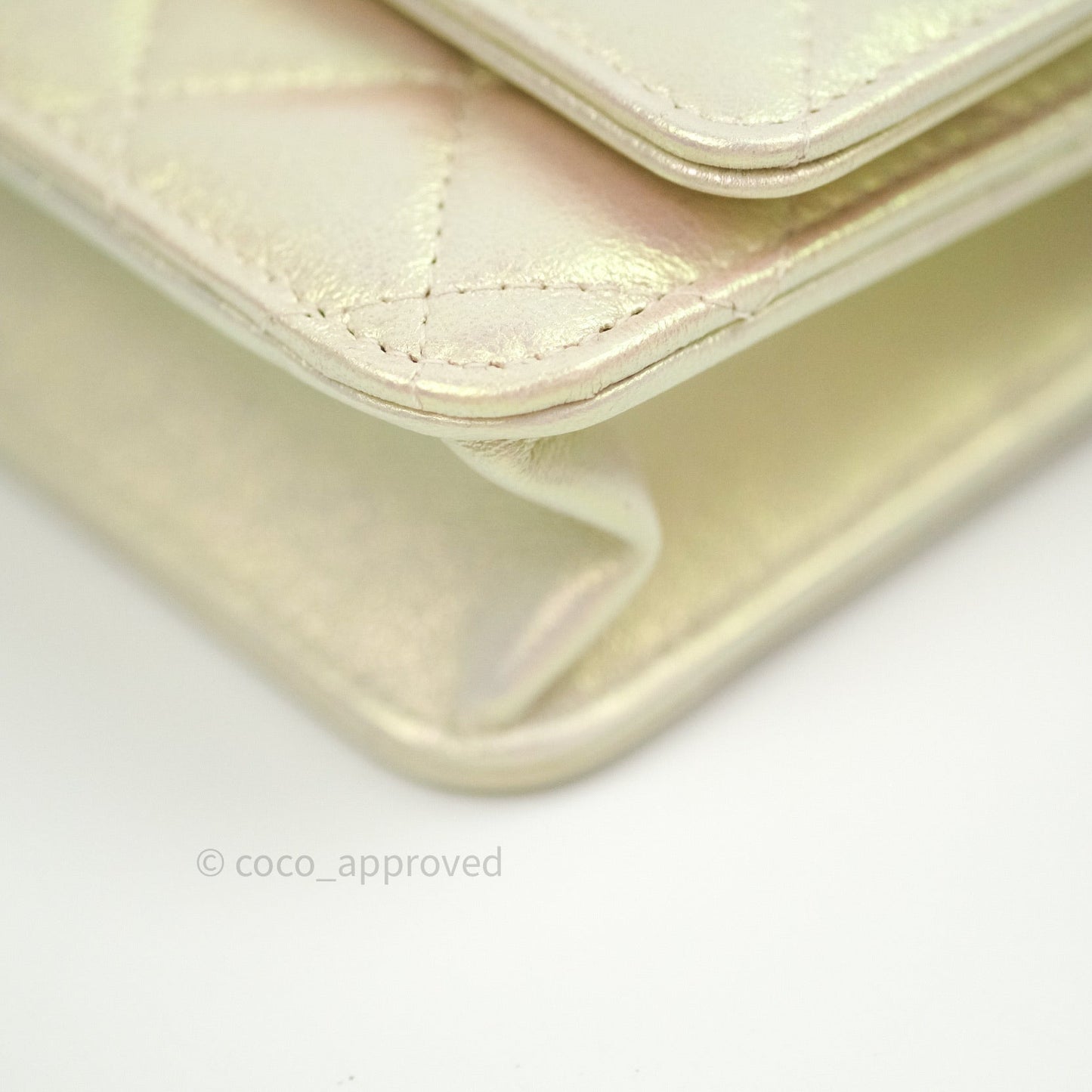 Chanel Quilted Wallet on Chain WOC Iridescent Ivory Gold Hardware 20A