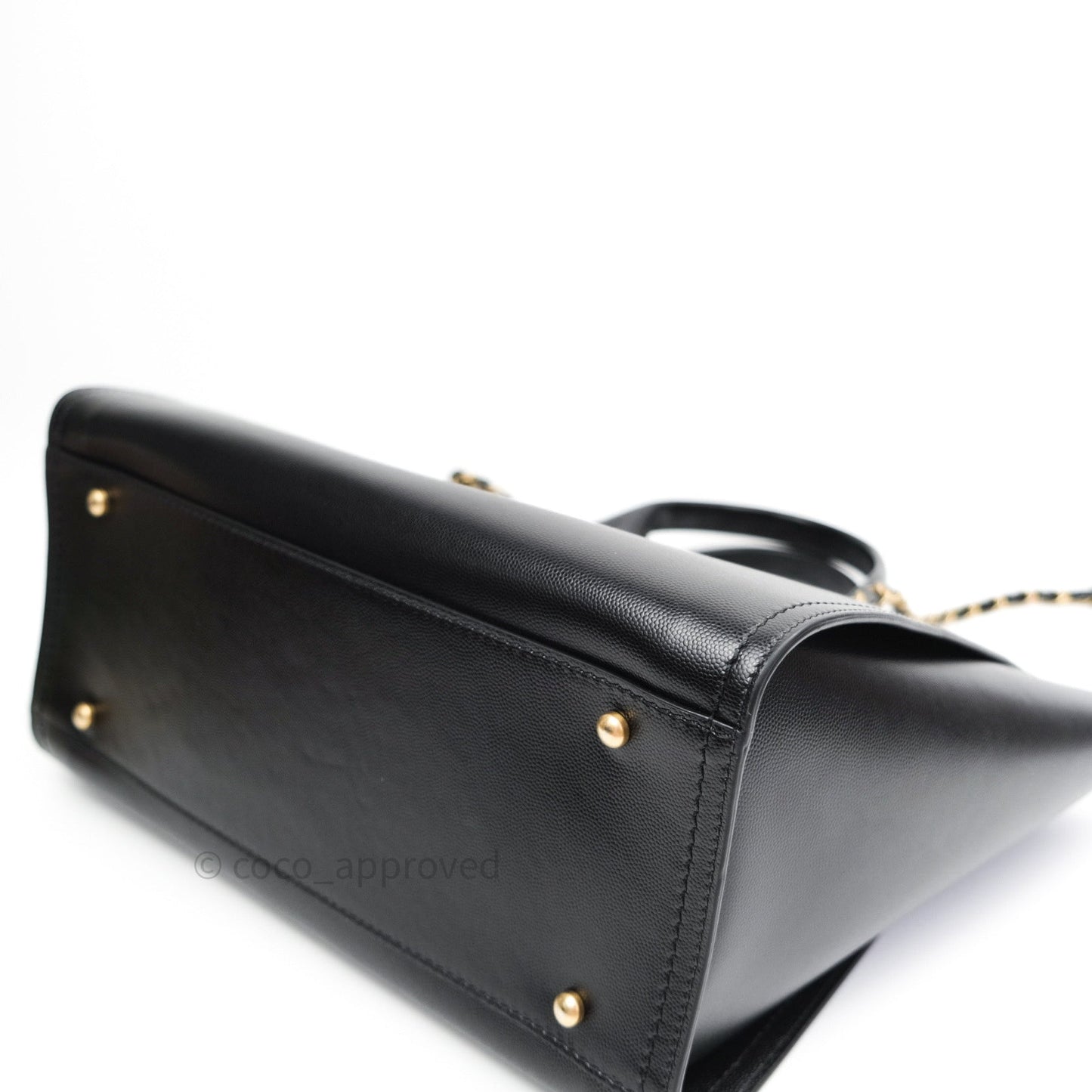 Chanel Small Studded Deauville Tote Black Caviar Gold Hardware