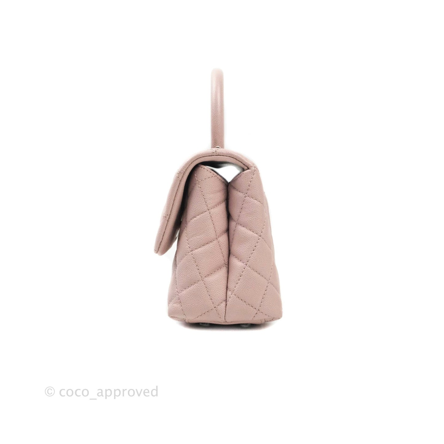 Chanel Mini (Small) Coco Handle Quilted Pink Caviar Ruthenium Hardware