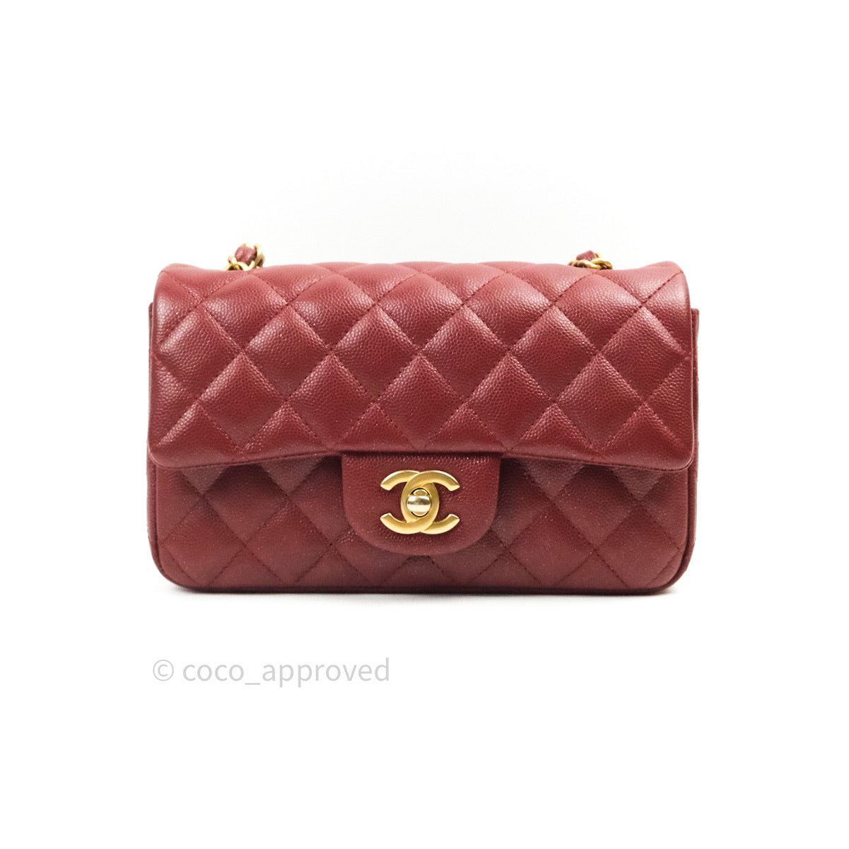 Chanel Quilted Mini Rectangular Iridescent Burgundy Gold Hardware