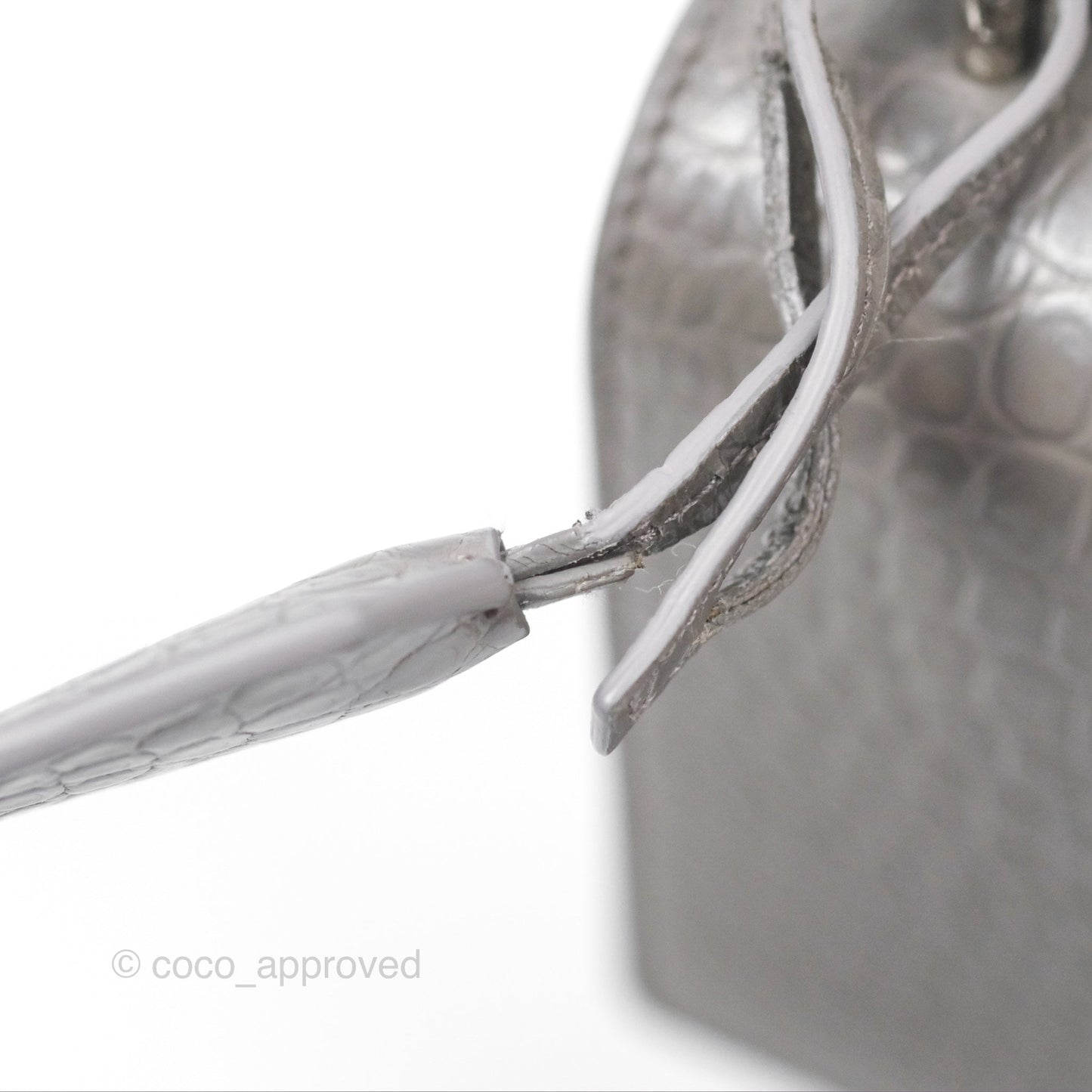 Saint Laurent Sunset Medium Grey Croc-effected Silver Hardware