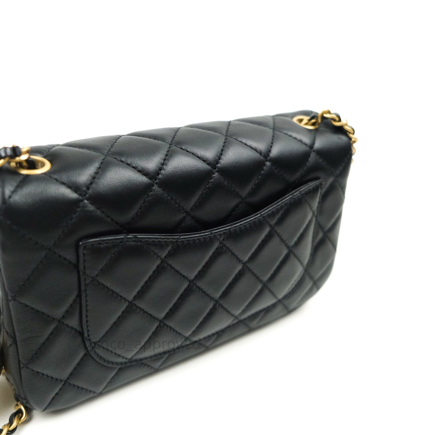 Chanel Mini Rectangular Pearl Crush Quilted Black Lambskin Gold Hardware