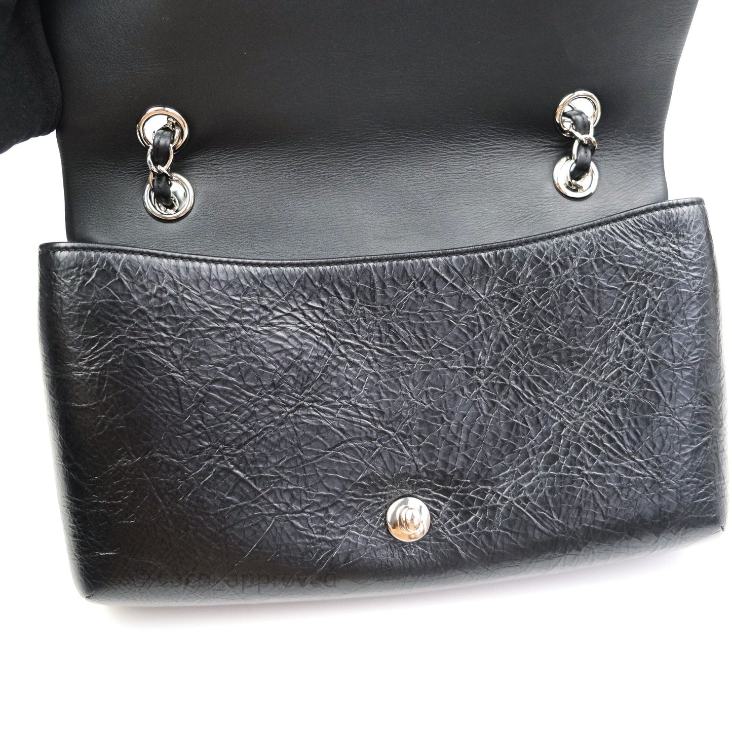 Chanel Bi Quilted Crumpled Calfskin Black Silver Hardware