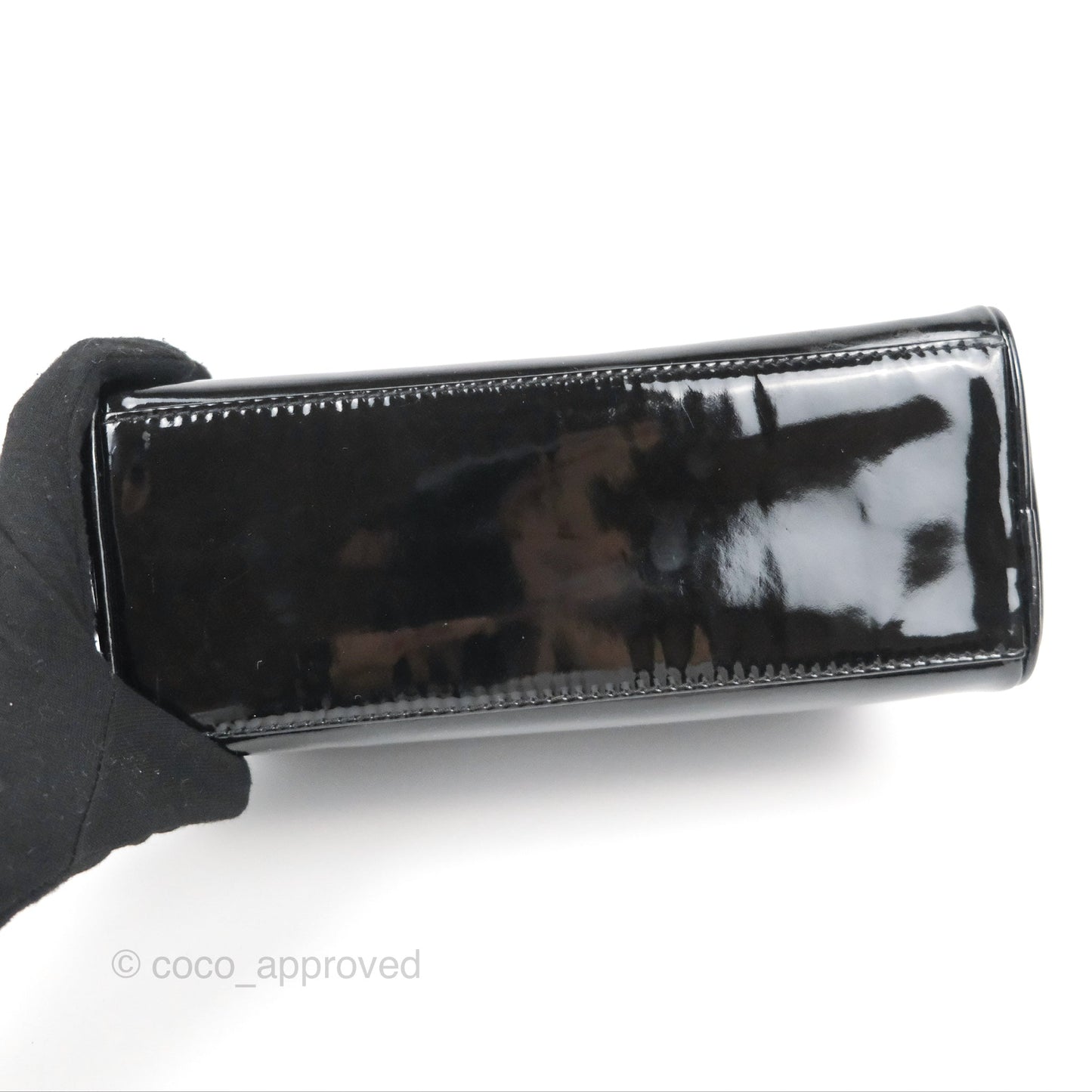 Chanel Vintage Coco Black Leather Patent Make Up Pouch