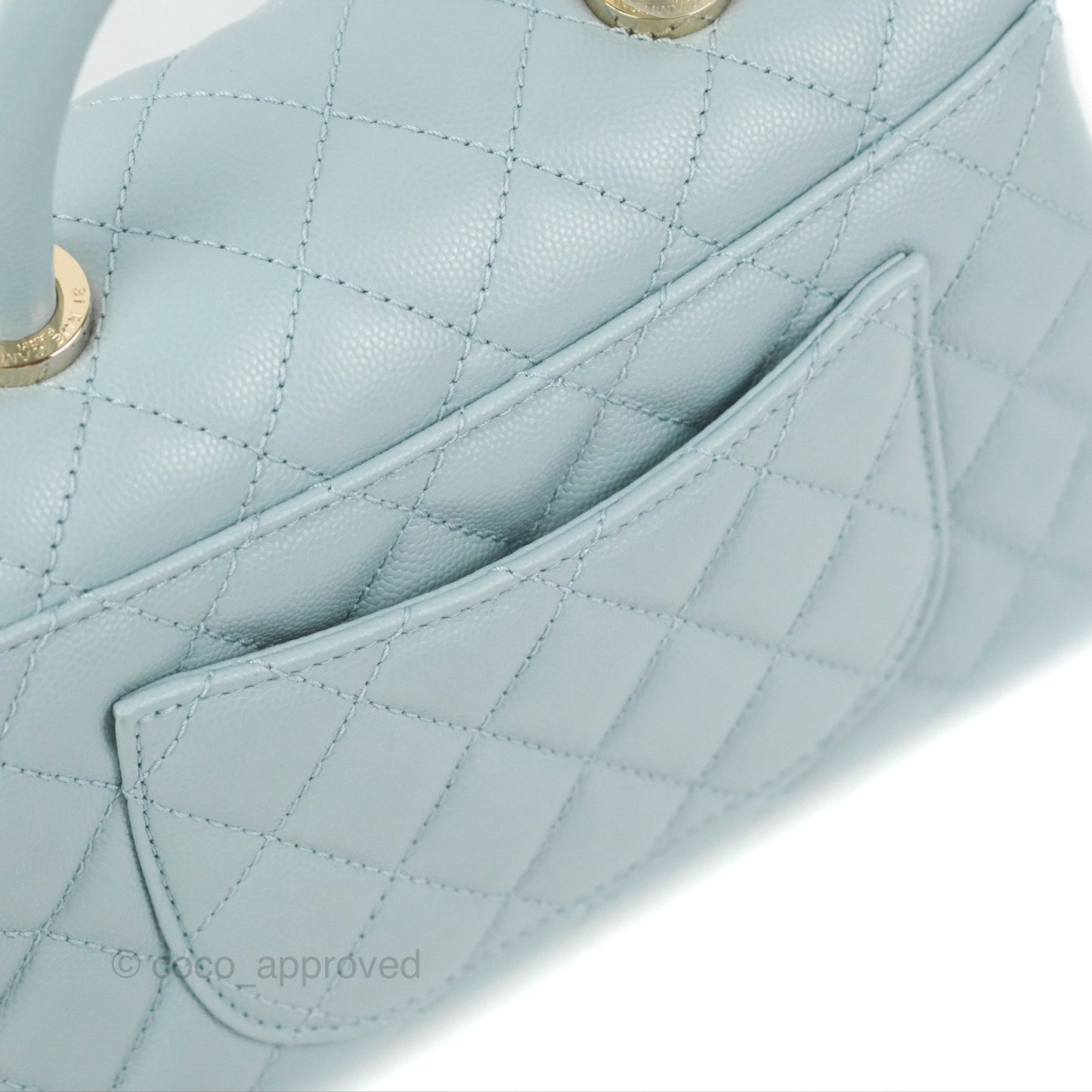 Chanel Small Coco Handle Blue Caviar Gold Hardware