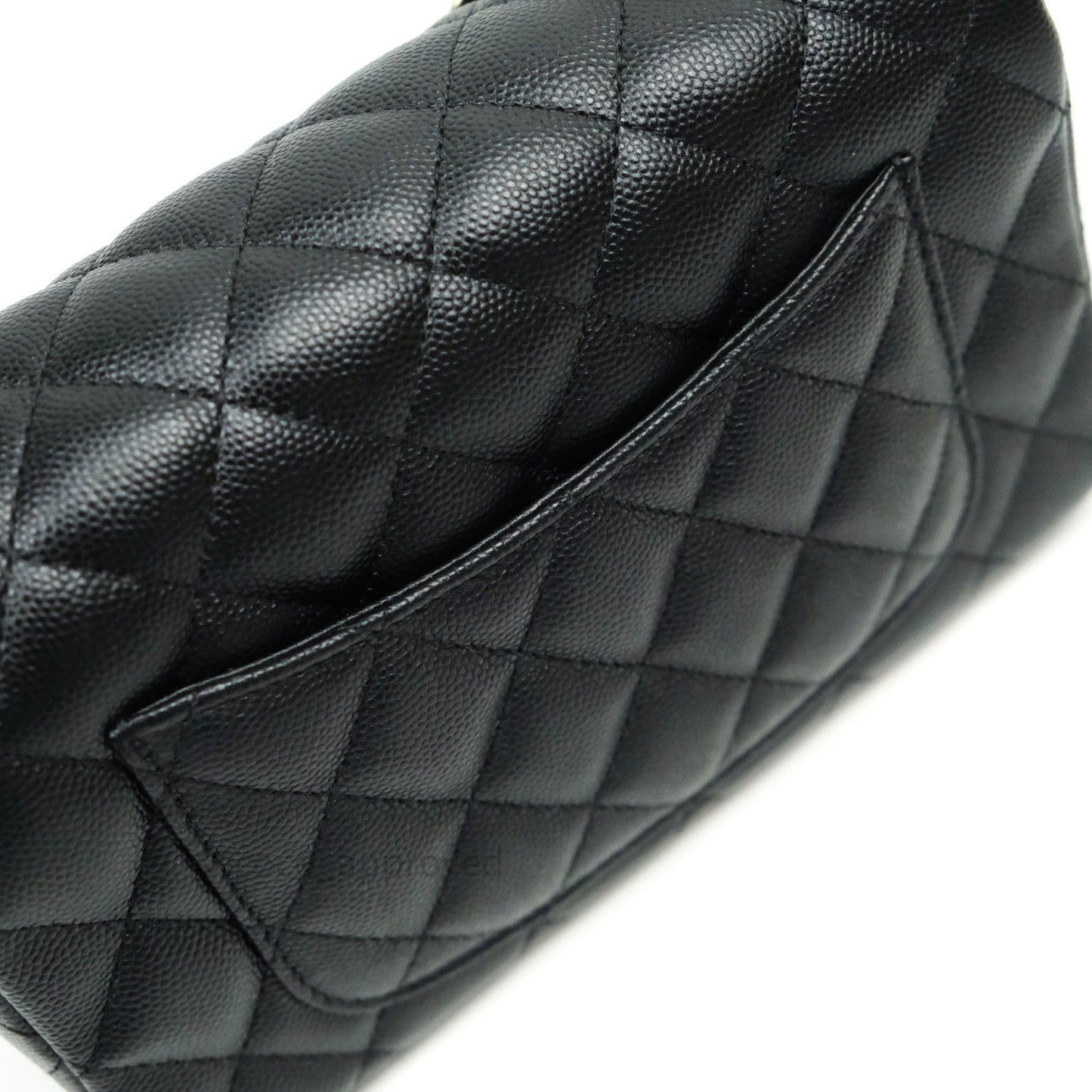 Chanel Quilted Mini Rectangular Black Caviar Gold Hardware 18B