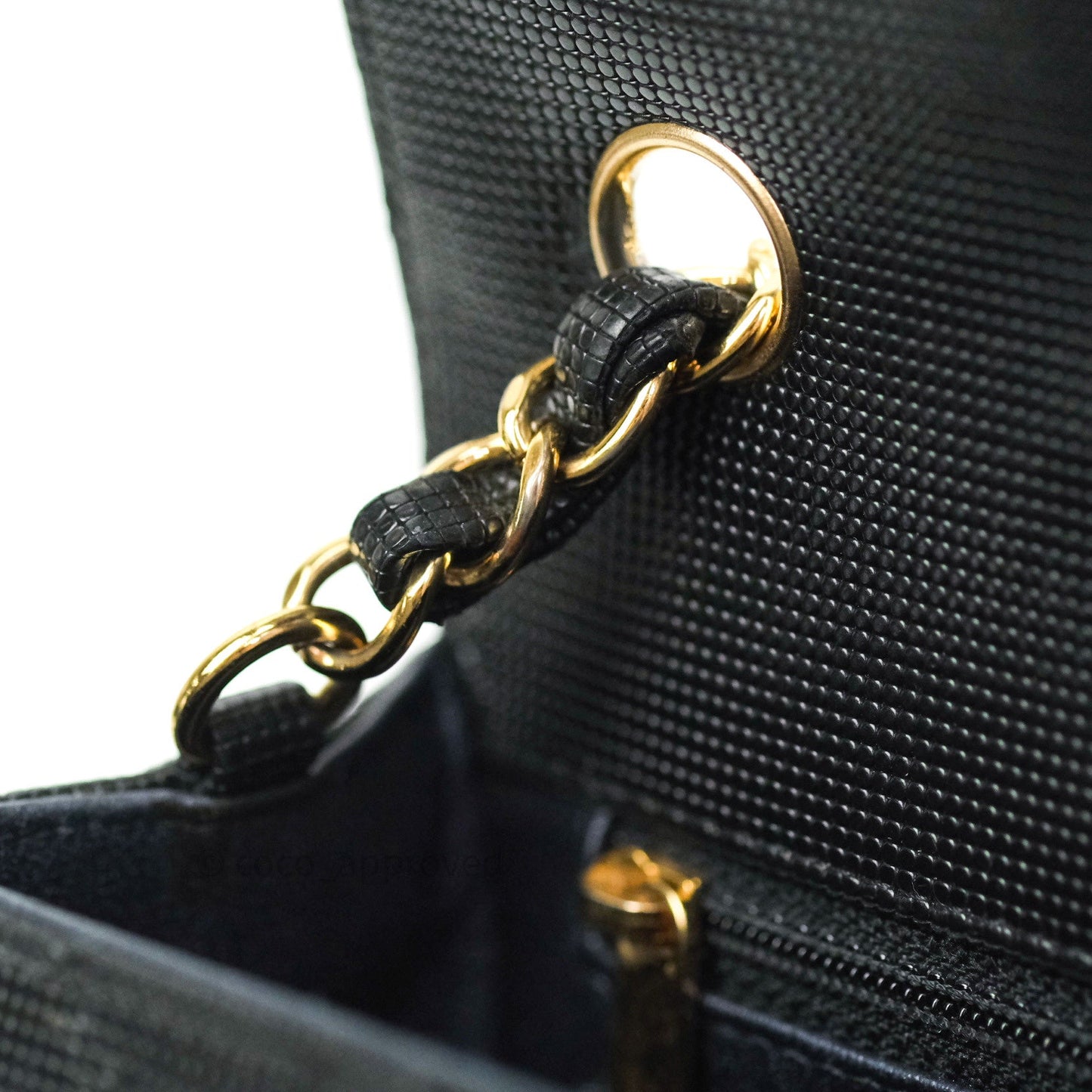 Chanel Metallic Calfskin Quilted Pixel Effect Mini Rectangular Flap Black Gold Hardware