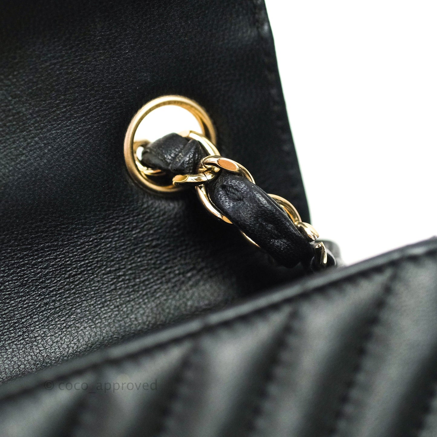 Chanel Mini Square Chevron Black Lambskin Gold Hardware
