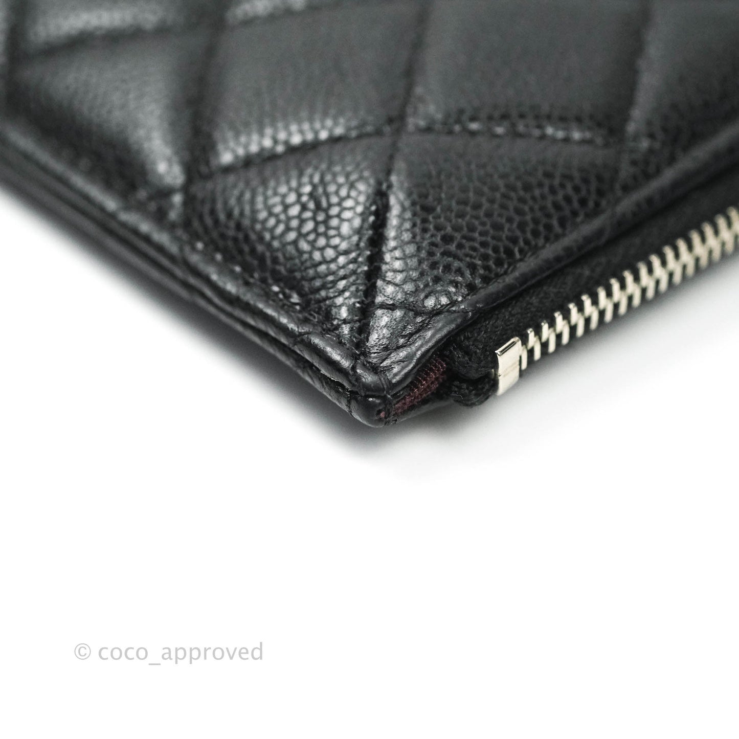 Chanel Classic Flat Black Caviar Wallet Pouch Silver Hardware