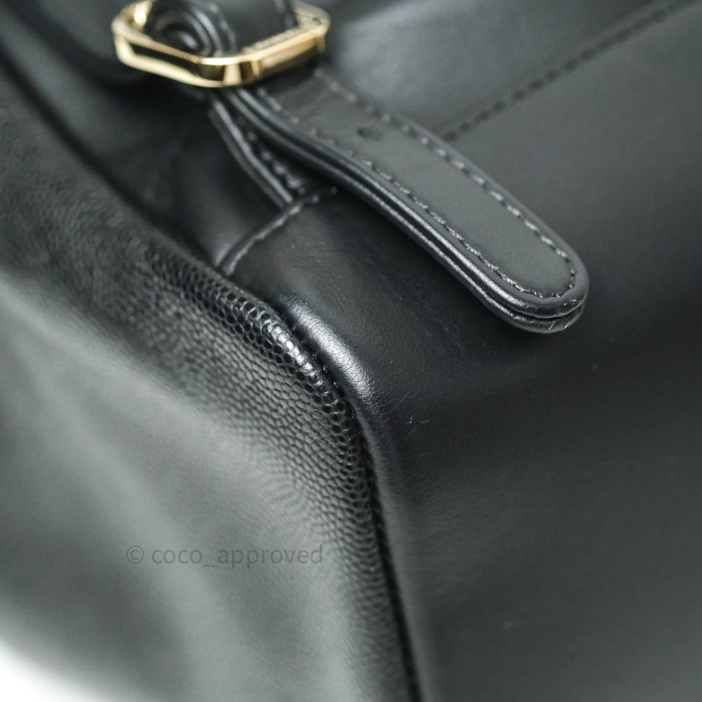 Chanel Quilted Business Affinity Backpack Black Caviar Light Gold Hardware