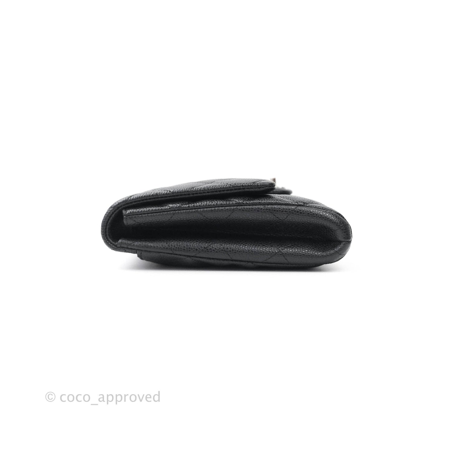 Chanel Quilted Clutch with Chain Black Caviar Silver Hardware