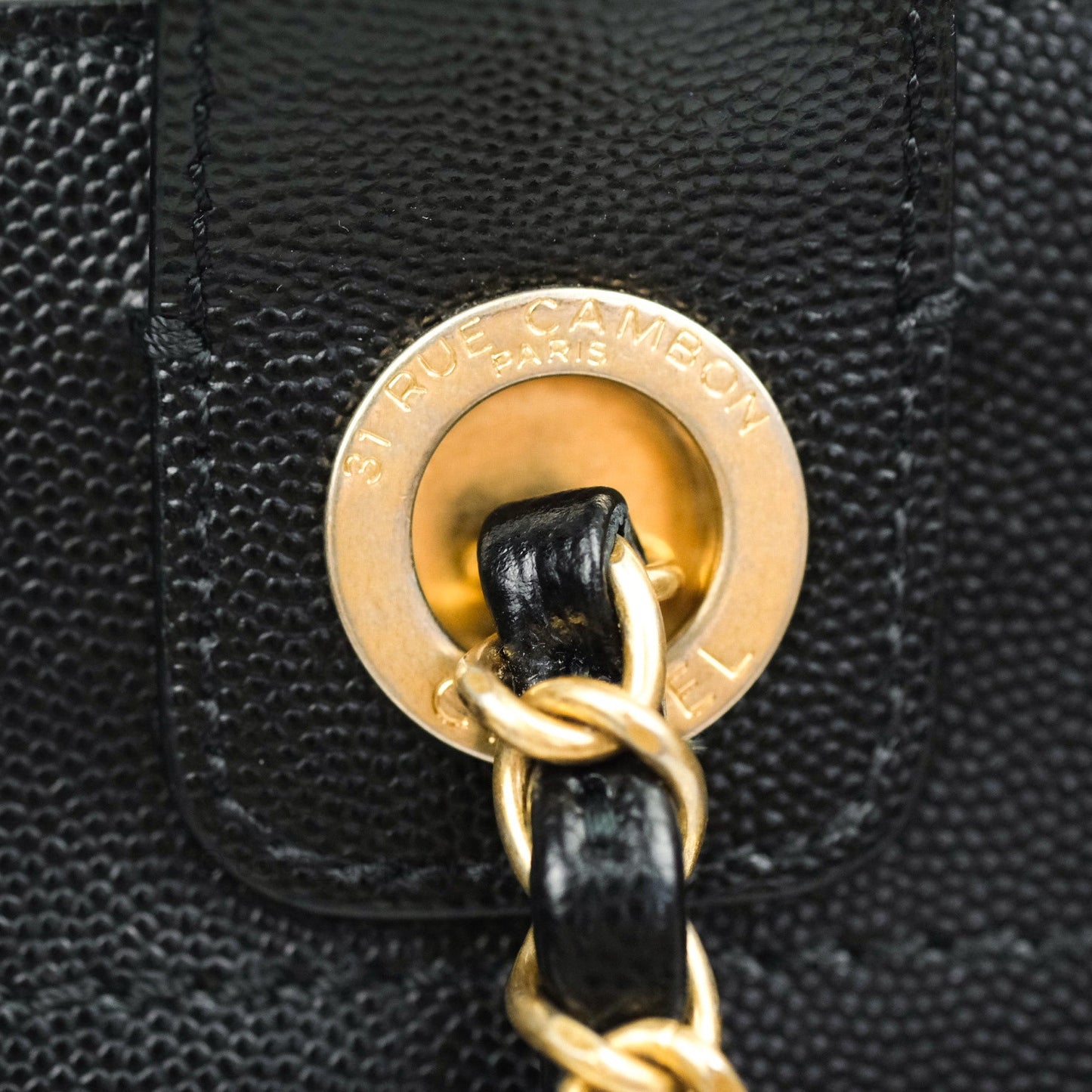 Chanel Small Studded Deauville Tote Black Caviar Gold Hardware
