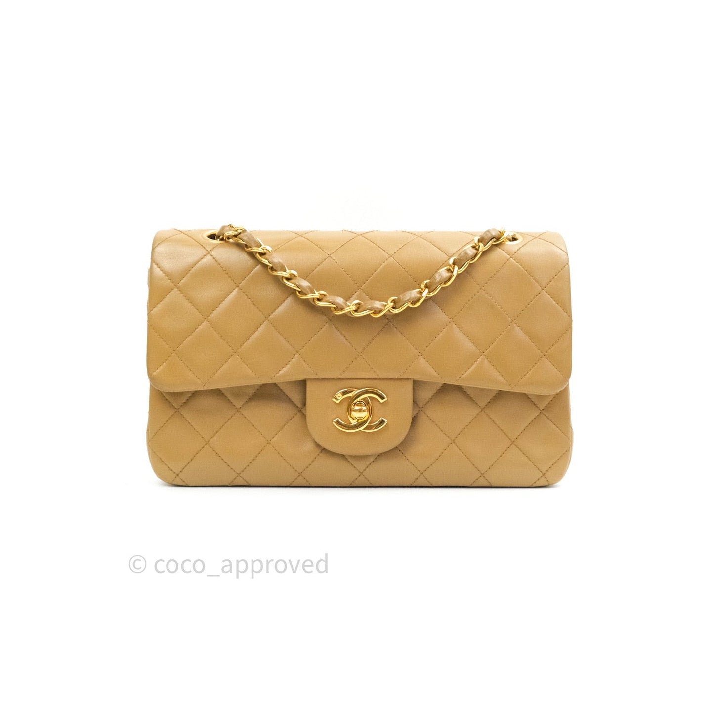 Chanel Classic Vintage Small S/M Flap Beige Lambskin 24K Gold Hardware