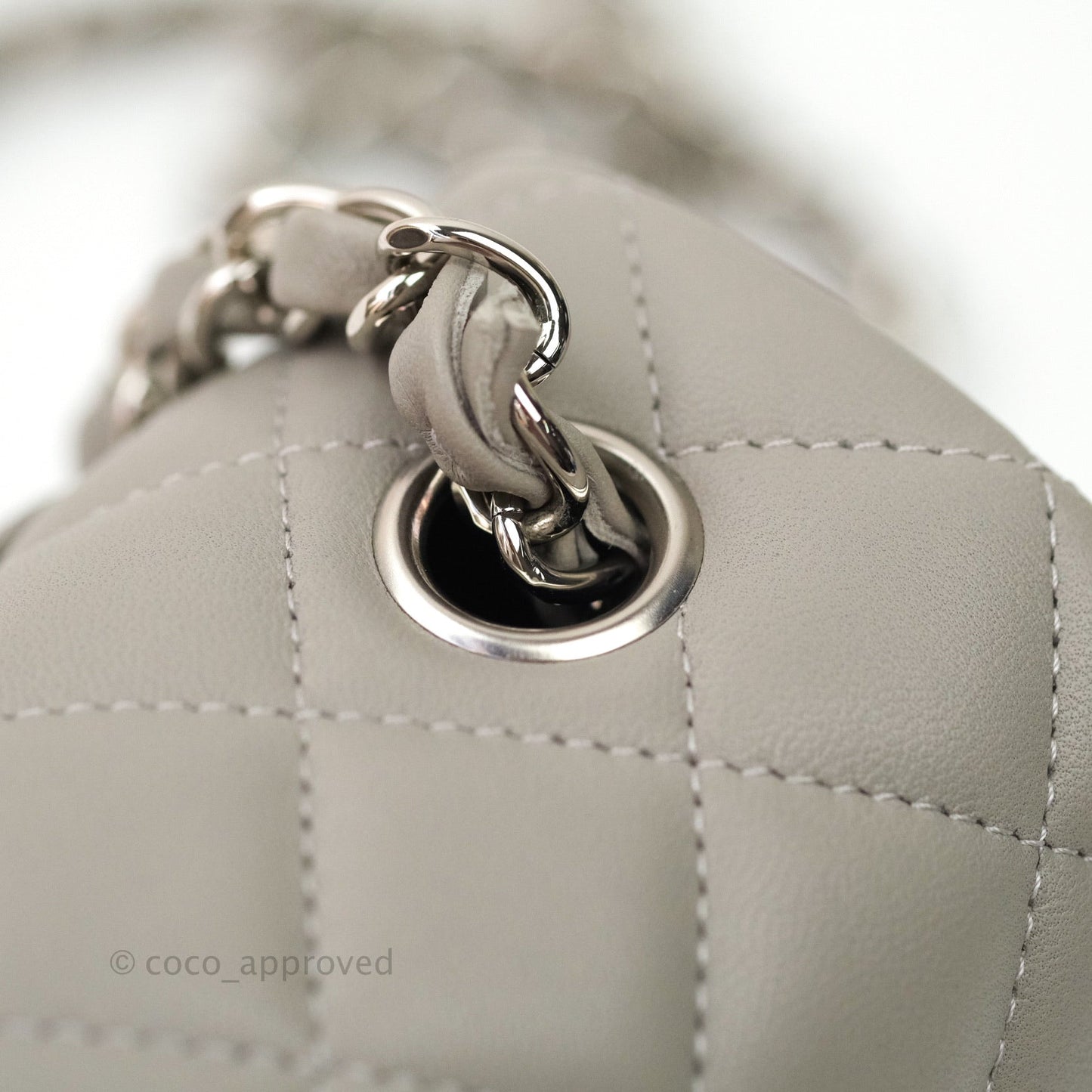 Chanel Quilted Mini Rectangular Flap Grey Lambskin Silver Hardware
